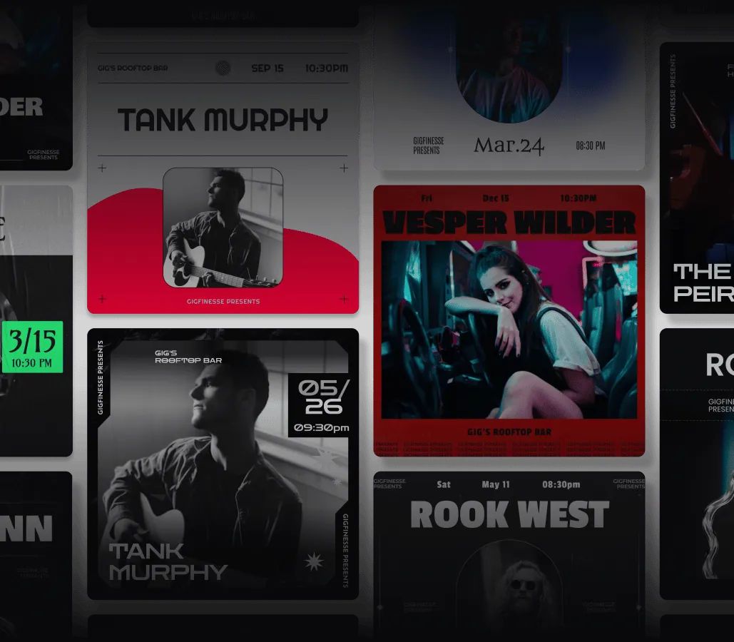 Custom show posters and marketing tools to promote a venue’s live music